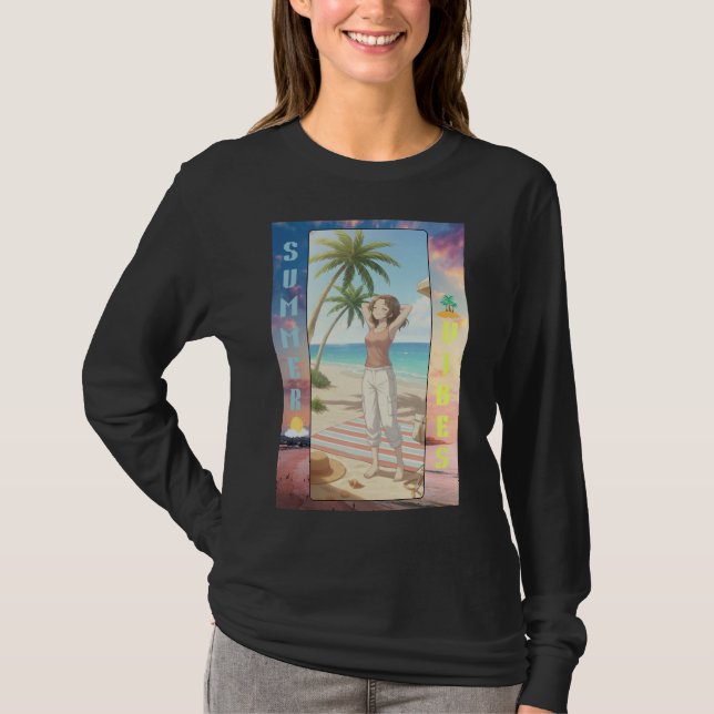 Camiseta Summer Vibes Anime Beach Scene – Character Art  (Anverso)