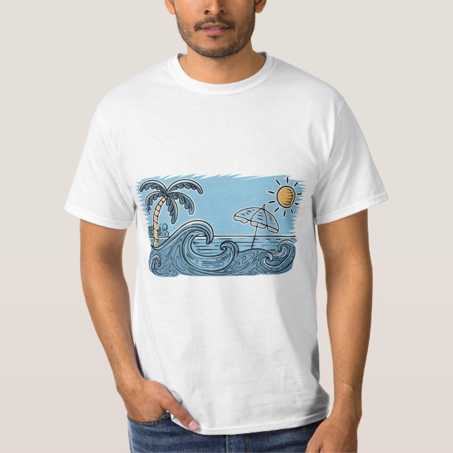 Camiseta Summer Vibes Beach Illustration (Anverso)