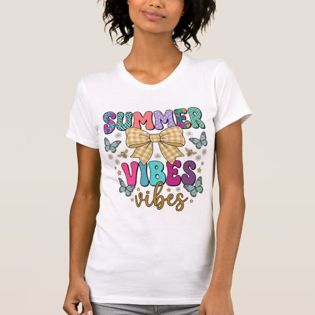 Camiseta Summer Vibes, Camiseta de flores retro co (Anverso)