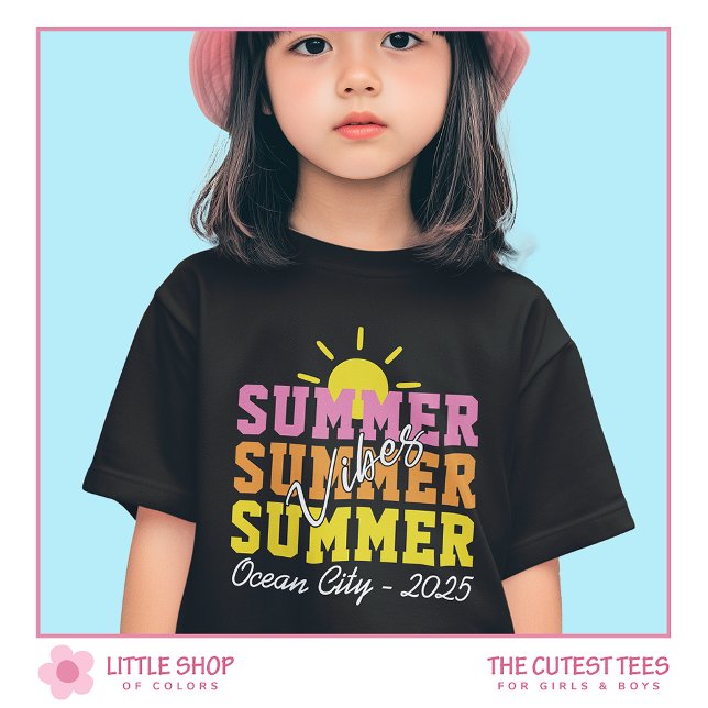 Camiseta Summer Vibes Multicolor Text Customizable Girls (Subido por el creador)