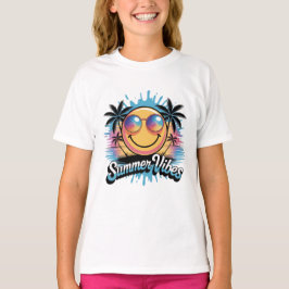 Camiseta Summer Vibes Neon Smiley Face Colorido Trendy