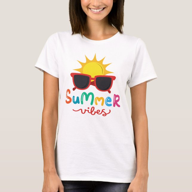 Camiseta Summer Vibes Sun and Sungafas Mujeres (Anverso)