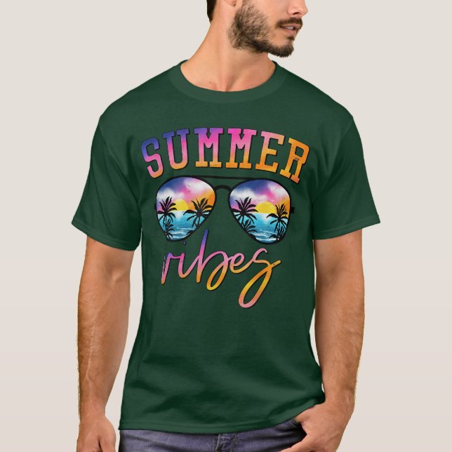 Camiseta Summer Vibes Sunglasses With Palm Tree Funny Beach (Anverso)