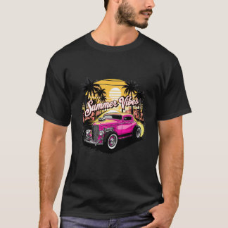 Camiseta Summer Vibes Vintage Car Sunset on Men's Tall T-Sh