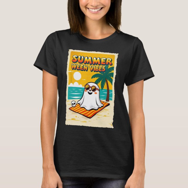 Camiseta Summer Ween Vibes Ghost Beach Fun Halloween Teesum (Anverso)