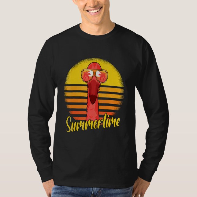 Camiseta Summertime Flamingo Retro Sunset Beach Vacation Fl (Anverso)