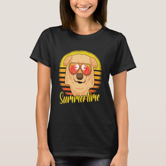 Camiseta Summertime Labrador Retro Sunset Beach Vacaciones  (Anverso)