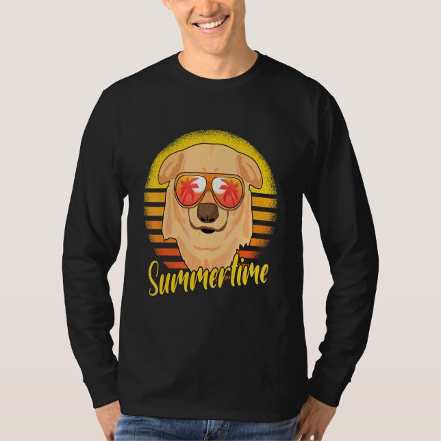 Camiseta Summertime Labrador Retro Sunset Beach Vacaciones  (Anverso)