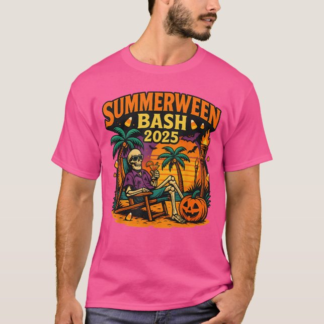Camiseta SummerWeen Bash 2025 Skeleton Beach Party Hallowee (Anverso)