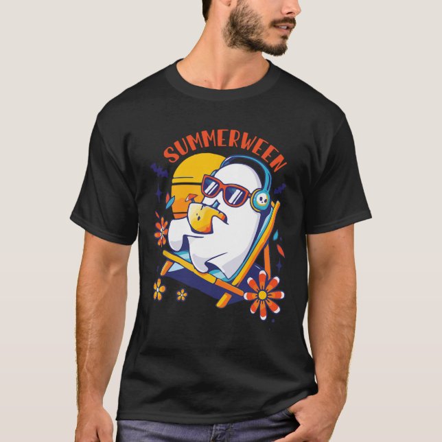 Camiseta Summerween Cute Spooky Summer Ghost Halloween Love (Anverso)