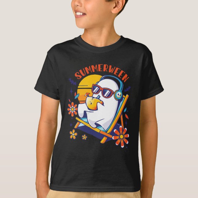 Camiseta Summerween Cute Spooky Summer Ghost Halloween Love (Anverso)