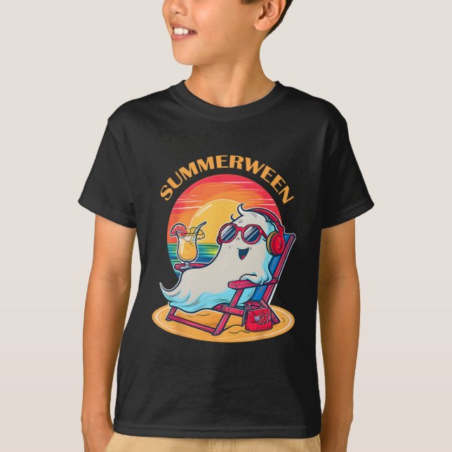Camiseta Summerween Cute Spooky Summer Ghost Halloween Love (Anverso)