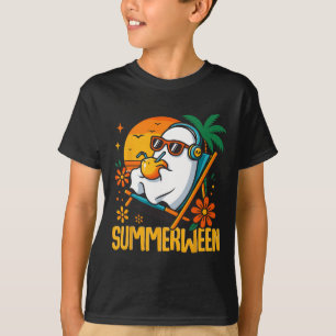 Camiseta Summerween Funny Ghost Halloween Summer Beach Vibe