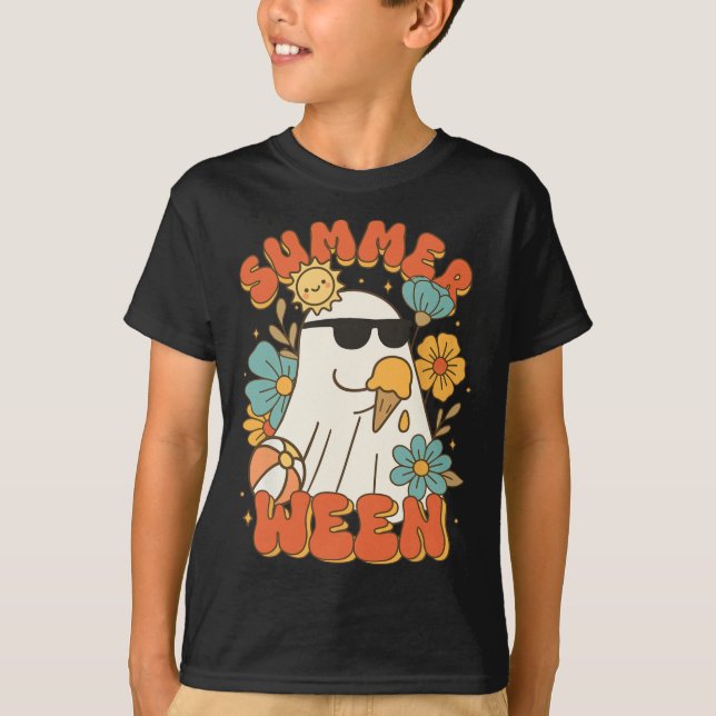Camiseta Summerween Ghost Ice Cream Cute Funny Halloween Be (Anverso)