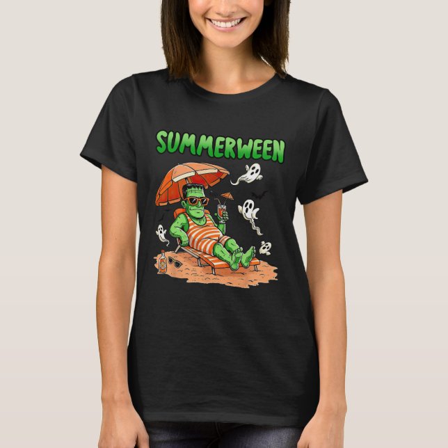 Camiseta Summerween Halloween Hello Summer Frankenstein Boo (Anverso)