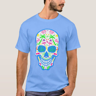 Camiseta summerween halloween verano azúcar cráneo tropical