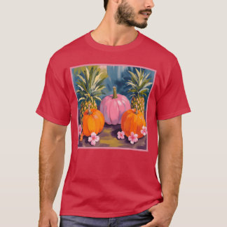 Camiseta Summerween Pink Pumpkin Pineapple Hibiscus Hallowe