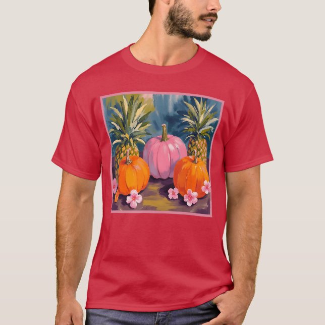 Camiseta Summerween Pink Pumpkin Pineapple Hibiscus Hallowe (Anverso)