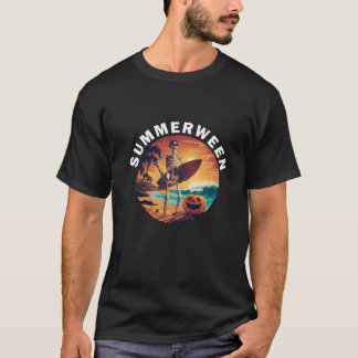 Camiseta Summerween Skeleton Pumpkin Beach Halloween Vibes