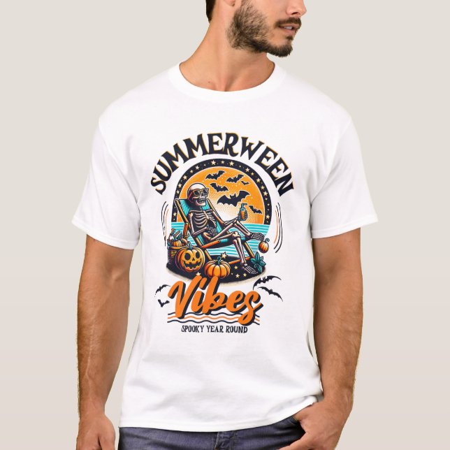 Camiseta Summerween Skeleton Spooky Year Round Hallo (Anverso)