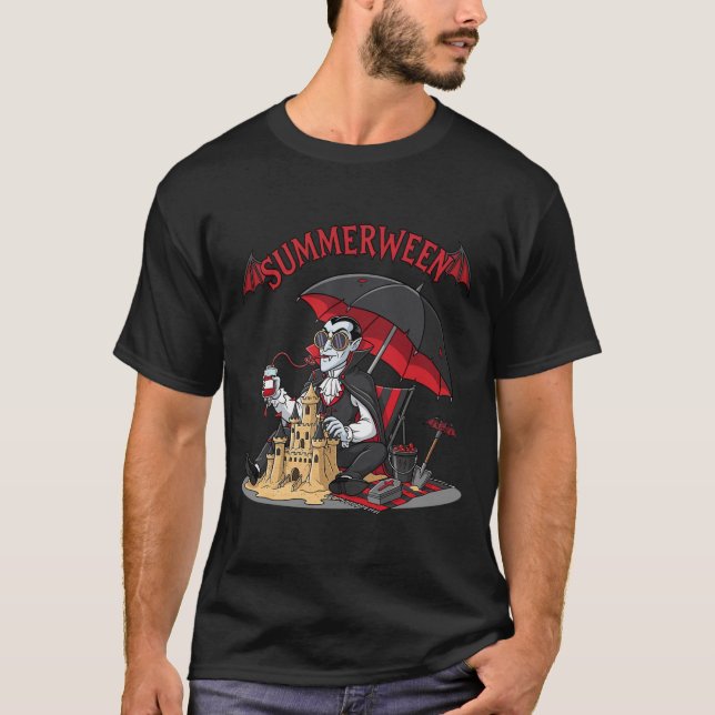 Camiseta Summerween Vampire Beach Dracula Sandcastle Gothic (Anverso)