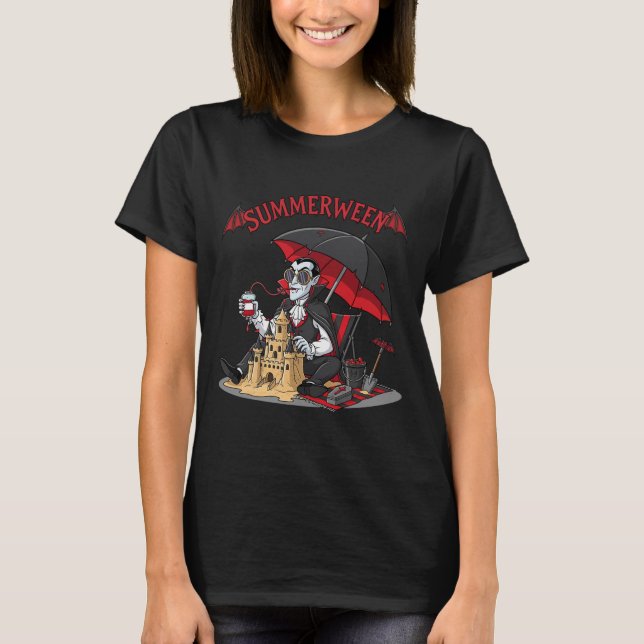 Camiseta Summerween Vampire Beach Dracula Sandcastle Gothic (Anverso)