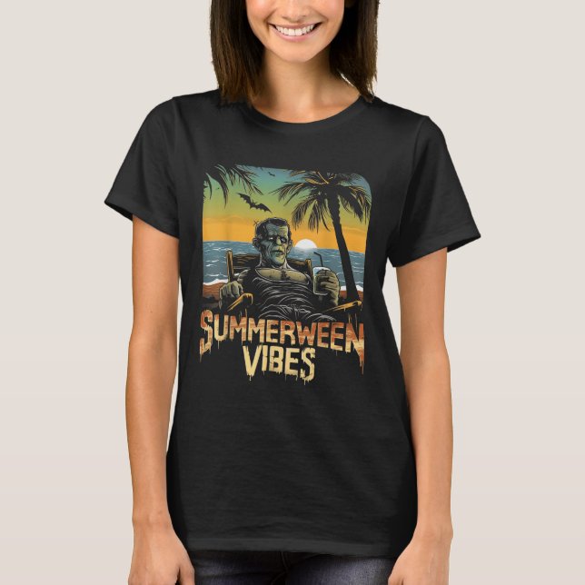 Camiseta Summerween Vibes Frankenstein Summer Halloween (Anverso)