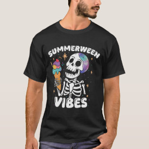 Camiseta Summerween Vibes Skeleton Ice Cream Art Hal de ver