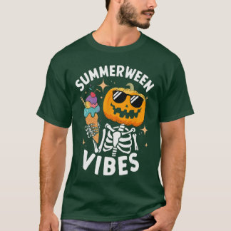 Camiseta Summerween Vibes Skeleton Ice Cream Summer Vacatio