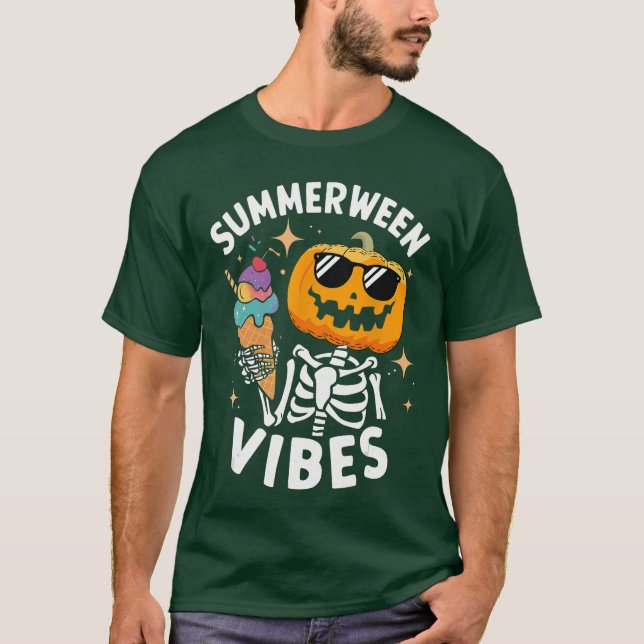 Camiseta Summerween Vibes Skeleton Ice Cream Summer Vacatio (Anverso)