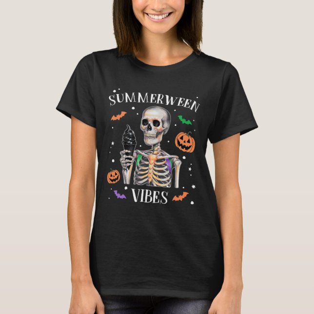 Camiseta Summerween Vibes Skeleton Summer Halloween (Anverso)