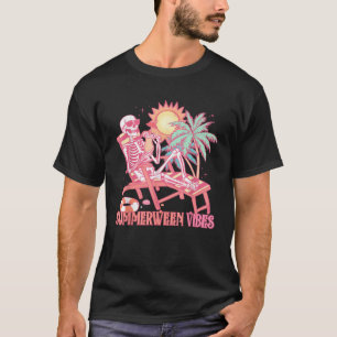 Camiseta Summerween Vibes Skeleton Summer Vacation Beach Fu