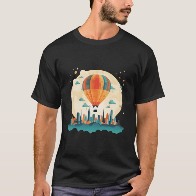 Camiseta Summery Hot Air Balloon Travel In City (Anverso)