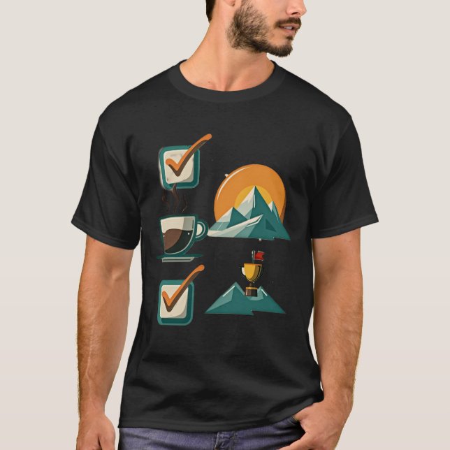 Camiseta Summit Checklist | Coffee Achievement & Mountain  (Anverso)