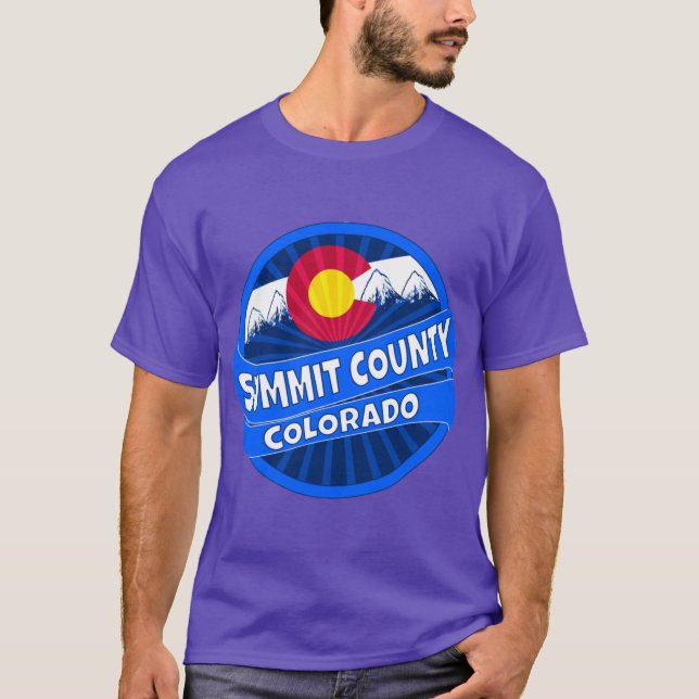 Camiseta Summit County Colorado flag mountain burst (Anverso)