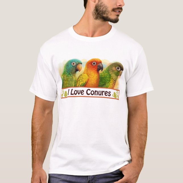 Camiseta Sun azul-coronó conures verdes-cheeked (Anverso)