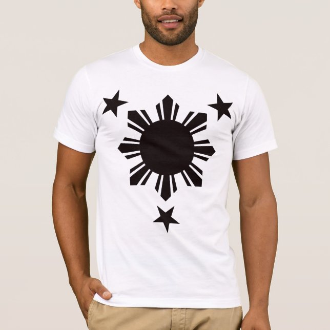 Camiseta Sun básico filipino y estrellas - negro (Anverso)