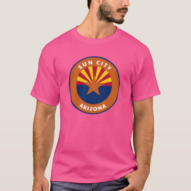 Camiseta Sun City Arizona AZ Flag Badge with a Roundlet Ove (Anverso)
