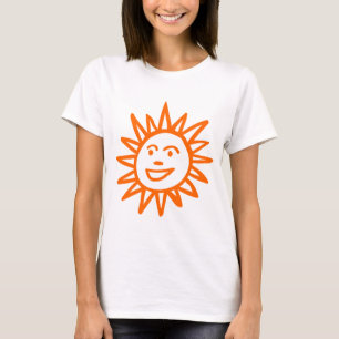 Camiseta Sun Motif dibujado a mano - Naranja