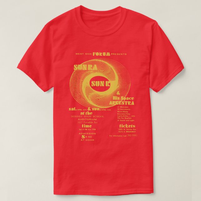 Camiseta Sun Ra Forum Vintage Jazz (Diseño del anverso)