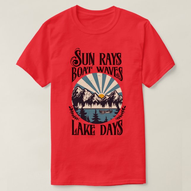 Camiseta Sun rays Olas de barcos Días del lago (Diseño del anverso)