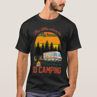Camiseta Sun Set Retro Camping Camper Pequeña Voz En Mi