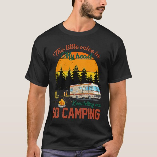 Camiseta Sun Set Retro Camping Camper Pequeña Voz En Mi (Anverso)