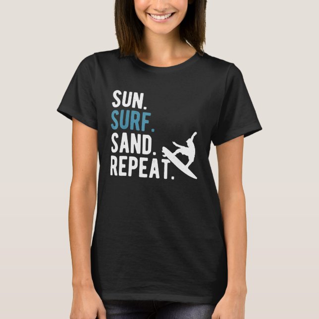 Camiseta Sun Surf Sand Repeat Surfer Surfing (Anverso)