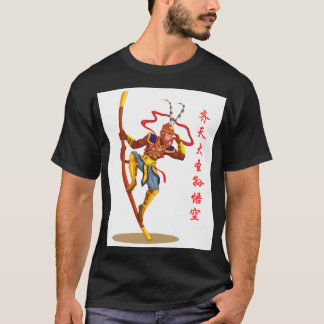 Camiseta Sun Wukong con el personal dorado