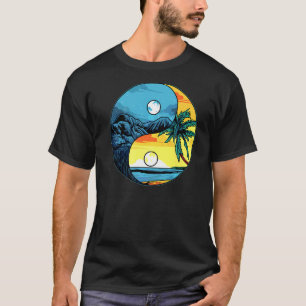 Camiseta Sun Y Moon Yin Y Yang Retro Beach Mountains Su