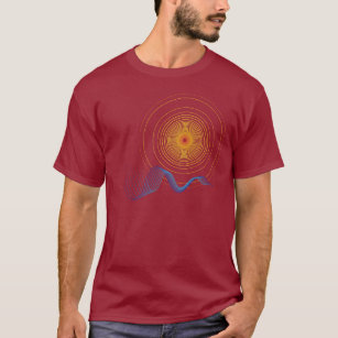Camiseta SUN y SEA Línea de arte ondas abstractas de dibujo
