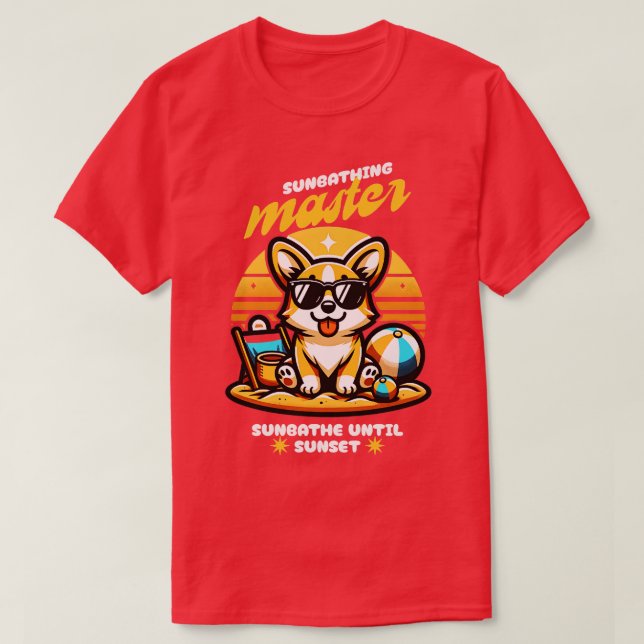Camiseta Sunbathing Master Corgi Cute TShirt (Diseño del anverso)