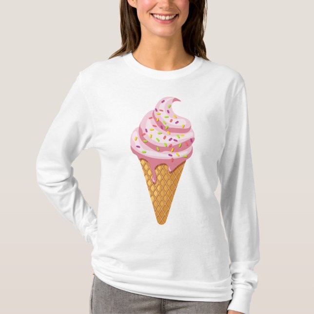 Camiseta Sundae de fresa en cono de gofre con tope (Anverso)