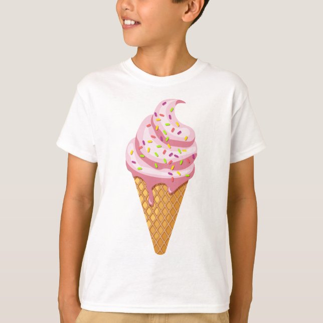 Camiseta Sundae de fresa en cono de gofre con tope (Anverso)